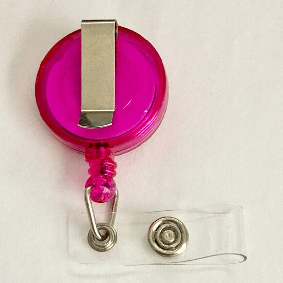 Disney Minnie Mouse Charm ID Badge Holder Lanyard Retractable Reel Pink Dots - Picture 4 of 5